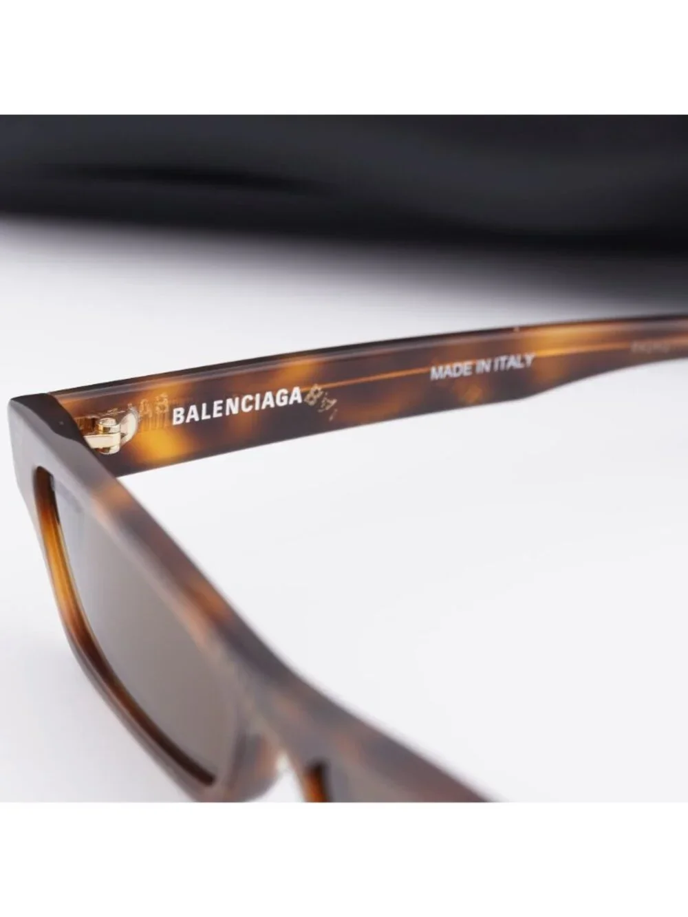 Balenciaga BB0075S 002 Rectangle Sunglasses - Havana / Brown